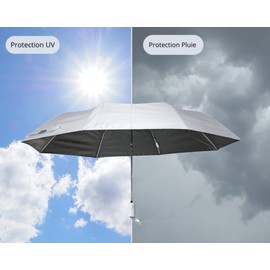 KINSTON UV Umbrella Automatic Folding Umbrella Women Men UV Protection Sun Rain Small Compact Automatic Umbrella Silver Silver 51cm de hauteur pour un, silver