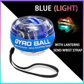 Portable Gyro Power Ball, Wrist Power Gyro Ball, Hand Forearm Strengthener, Wrist Trainer, Muscle Training Powerball, Wrist Exercise Equipment, Portable Hand Strengthener - Color: Blue with light, Specification: one-size