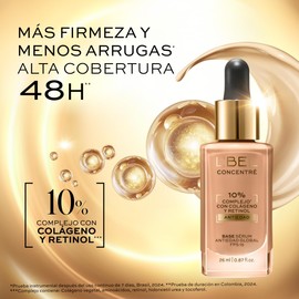 L'BEL - Concentré Total Base de Maquillaje Color Almendra 230N 26ml, Poder Sérum Antiedad, Efecto Lifting, Protección FPS 15, con Colágeno, Alta Cobertura, Piel Firme y con Menos Arrugas