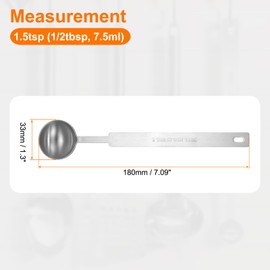sourcing map 2pcs Single Measuring Spoon 1.5tsp (1/2tbsp, 7.5ml) Teaspoon/Tablespoon 430 Stainless Steel Single Tiny Square Bowl Measuring Spoon Long Handle Measure Scoop