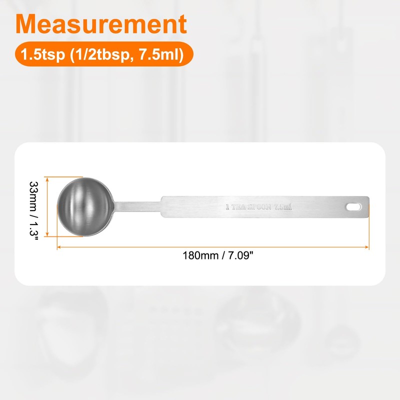 sourcing map 2pcs Single Measuring Spoon 1.5tsp (1/2tbsp, 7.5ml) Teaspoon/Tablespoon
