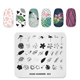 Nail Stamp Plate Summer Theme Image Print Design Templates Natural Plant Flamingo Monstera Multiple Pattern Manicure Design Stencil DIY Nail Art Stamping Tools