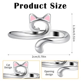 YUXIANLB Knitting Crochet Loop Ring for Fingers, 5Pcs Metal Open Yarn Guide Crochet Rings, Adjustable Crochet Tension Ring for Faster Knitting, Cute Crochet Cat Braided Ring for Mother Grandma Gifts