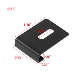 Woogim 8PCS Black Stainless Steel Style J Channel Mirror Mount Mirror Holder Clips Hooks Tile Hanger Bracket for Wall Mounting Frameless Mirror Billboard Displays Tile Display with Screws