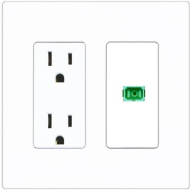 RiteAV 1 Port Fiber Optic Coupler Jack SC Simplex Singlemode APC Wall Plate - Outlet [Screwless White]