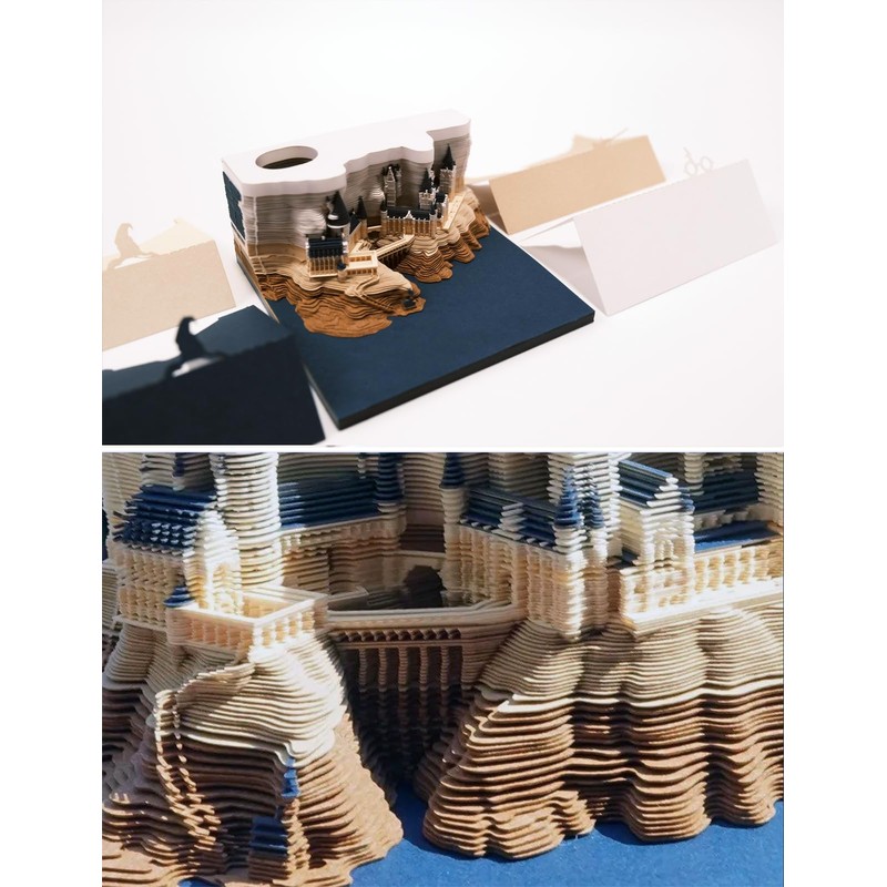 MEICHI 3D Notepad, Non-Glued, 3D Castle Model Paper Art with