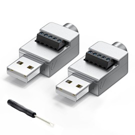 2 Paquetes Conectores USB 2.0 Sin Soldadura, Adaptador de Terminal de Tornillo Tipo A Macho a 5 Pines con Conectores de Carcasa Metálica para Bricolaje, Cables de Conexión USB, Teclados y