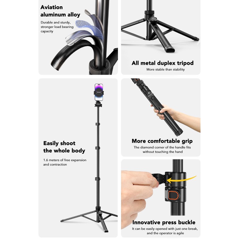 TP 14 1.4m 63 Inch Extendable Selfie Stick Tripod for