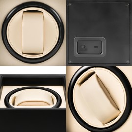 JQUEEN Winding Machine, Single Winding Machine, Watch Winder, Automatic Winder, Made in Japan, Mabuchi Motor, Silent, Can be Used for All Men and Women Watches, Gift, multicolor (black / white),