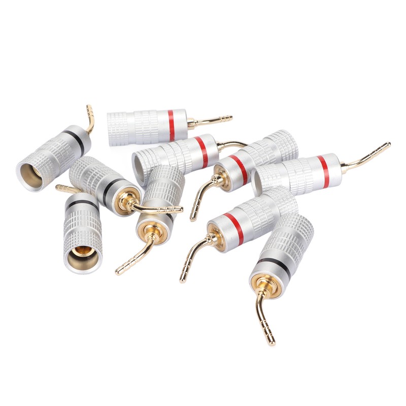10pcs Banana Plug Needle Type Professional 24K Gold Plated Speaker