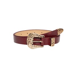 Verdusa Women's Vintage Western Embossed Buckle Belt Cow Print Fashion Waist Belts, Red, 100