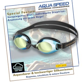 Aqua Speed Lumina Correction Glasses for Swimmers, Dioptres, Anti-Fog Coating, Optimal Fit and Comfort, 5 Nose Bridges, Sturdy Storage Box, Dioptre -2.0, Black/Mirrored