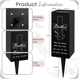 Cemetery Vases with Spikes and Flower Clay, Metal,Cemetery vases for Grave with Drainage Holes for Fresh/Artificial Flowers,Flower Holder for Cemetery,Memorial Day Grave Decorations for Cemetery