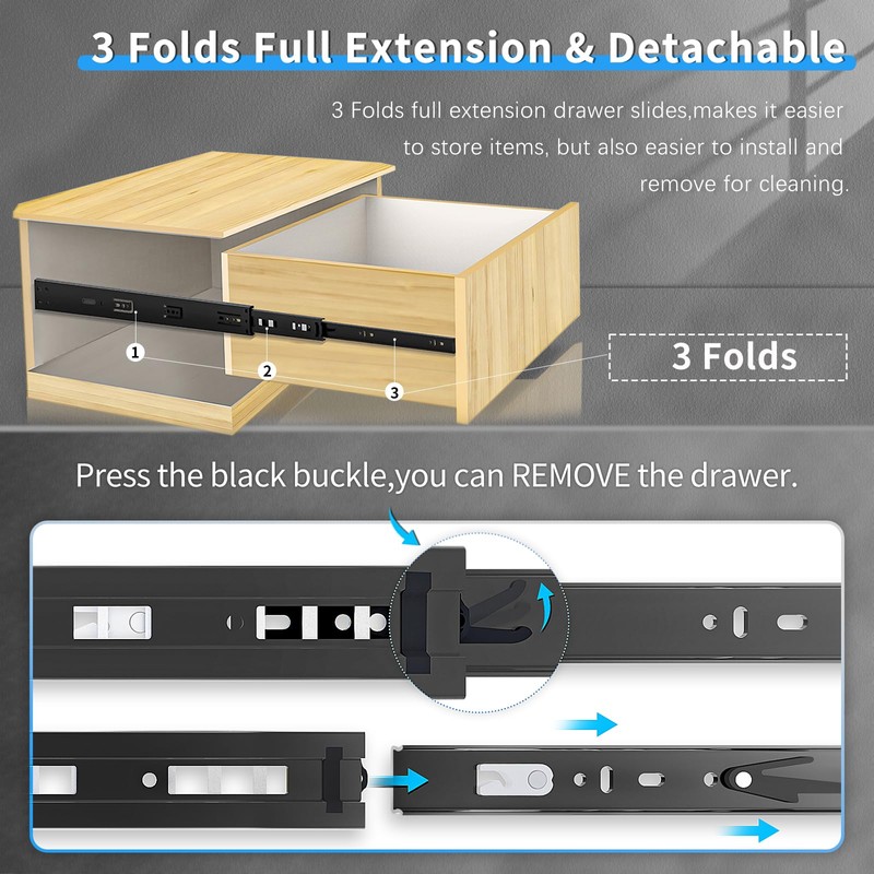 1 Pair Push to Open Full Extension Drawer Slides 12