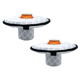 KOSTOO Large Size Neoprene Floating Drink Holder Floating Coaster Pool Drink Holder for Pool Party Water Fun, Fits to Skinny Cans/Bottles and Wide Mouth Cans/Bottles, 2 Pcs (Gray)
