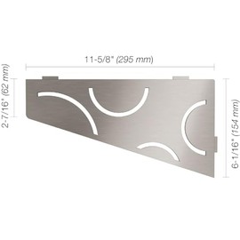 Schluter Quadrilateral Corner Shelf for Tiled Walls - Curve Design, Stainless Steel Material, Brushed Stainless Steel Finish, 3/32” Thick Anchoring Tabs - SES3D6EB