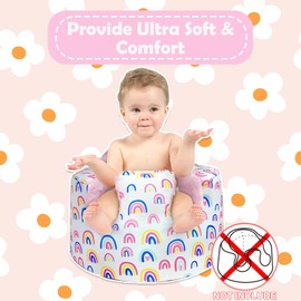 SHEKAKO Seat Cover fit for Baby Seat, Baby Floor Seat Cover for Boys and Girls, Anti-Slip Comfortable Seat Cover, Baby Seat Protector Accessory, Easy to Install & Remove (Pink Rainbow Plus Velvet)