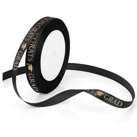 Graduation Ribbon Congrats Grad Black Ribbons 3/8 Inch Graduations Ribbon Class of 2025 Grosgrain Ribbon Graduation Ribbons for Flower Bouquet 2025 GraduationRibbon for Graduations Party Decor 25 Yards