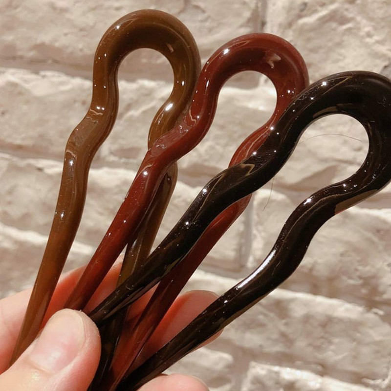 FRCOLOR 5pcs French Hair Fork Celluloid Chignon Hair Pins Hair