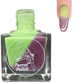 Parrot Polish Thermal Color Changing Nail Polish, Purple to Green Quick Dry Lacquer, Temperature Change Nail Enamel, Plums & Mints, 0.5 Fl Oz