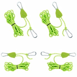 DITK-U Pack of 4 Lightweight Guy Rope, Tent Cord, Reflective Tent Rope with Tensioner Adjuster for Outdoor Camping, Tents, Awnings, Load Capacity 68 kg (4 mm x 4 m) Green