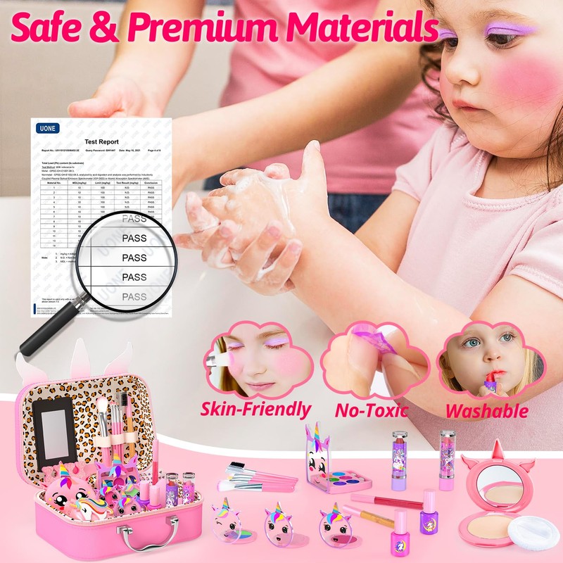 Little Girls Makeup Kit, Pretend Make Up for Kids, Princess
