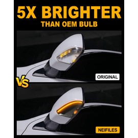 NEIFILES LED Side Mirror Puddle Light Sequential Turn Signal Lights Compatible with Dodge Ram 1500 2500 3500 2009-2021 Plug & Play,Smoked Lens