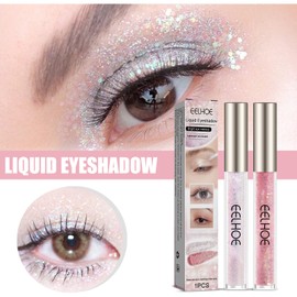 Liquid Glitter Eyeshadow, Shimmer Metallic Liquid Eye Shadow for Women, Glitter Eyeliner Liquid Sets, Long Lasting Quick-Drying Glow Eye Make up (Dazzling)