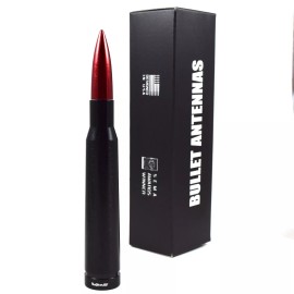 VMS RACING Anti-Theft Retractable Black 50 Caliber Red Bullet Stubby Antenna For Toyota TRD