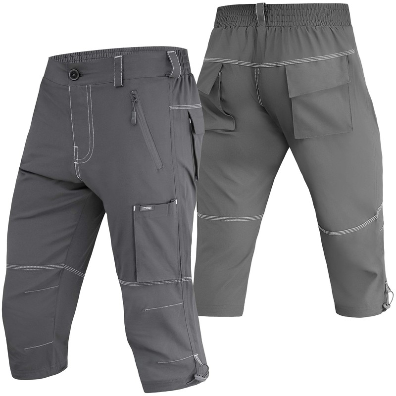 Brisk Bike 3/4 MTB Short Mountain Bike Cycling Short (Grey,