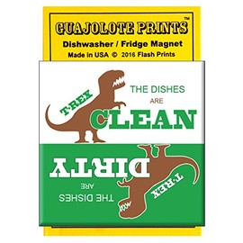 Dishwasher Magnet Clean Dirty Sign, Strong Clean and Dirty Magnet for Dishwasher (T-Rex Dinosaur Design)