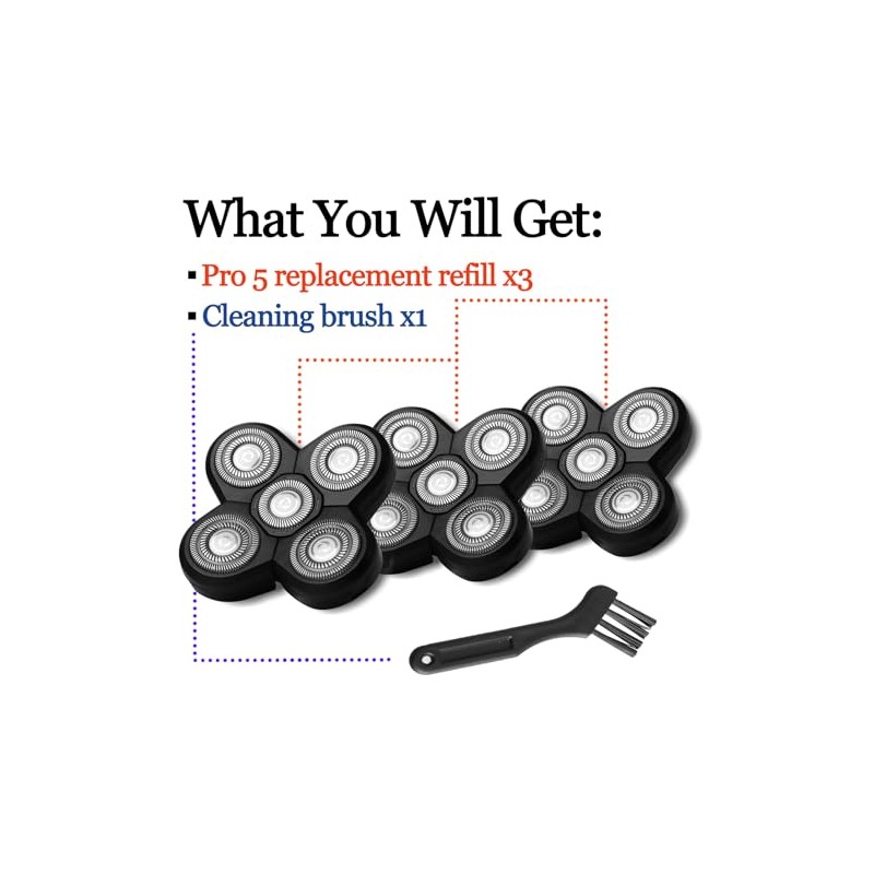 3-Pack Pro 5 Replacement Blade Refills for Freebirds Bald Head