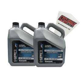 Cyclemax Two Pack compatible with Kawasaki KPO 2-Stroke Jet Ski Oil K61022-900-01G Contains Two Gallons and a Funnel