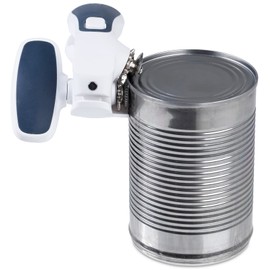 Zyliss E930043 Can Opener Lock and Lift, Plastic/Stainless Steel, White/Grey, Manual Tin Opener, Safe and Easy Lid Removal/Disposal, Lock and Unlock Safety, Dishwasher Safe