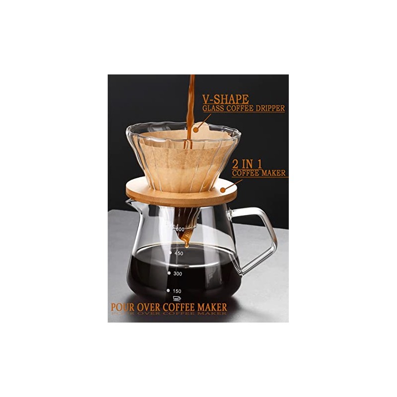 Cafetera de Vertido - Jarra de Vidrio de 20 OZ