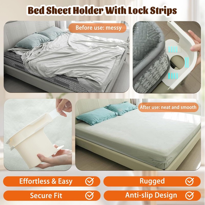 4 Pieces Heavy Duty Bed Sheet Fasteners,Bed Sheet Holder With