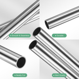 M METERXITY 2-Pack 250mm 304 Stainless Steel Tube, 15mm OD 1mm Wall Thickness Seamless Stainless Steel Tubing for Construction/Machining/DIY Crafting, Metal Straight Pipe [15x0.04x10IN]