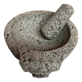 Molcajete de Piedra Volcánica Artesanal Griica 20cm de diámetro con cabeza