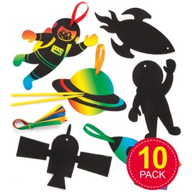 Baker Ross AR677 Solar System Scratch Art Decorations (Pack of 10)