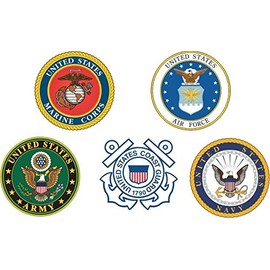 US Army Branches of Service Combo Pack of s Waterproof Vinyl Window Bumper Sticker Decal Large Size 8"