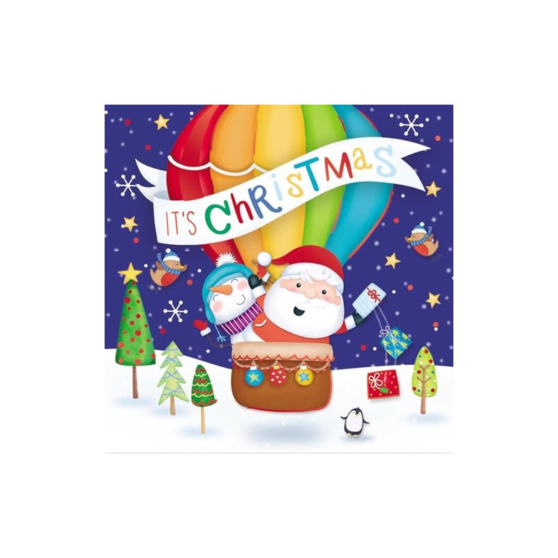 Giftmaker Pack 20 Square Mini Christmas Cards 2 Santa Around