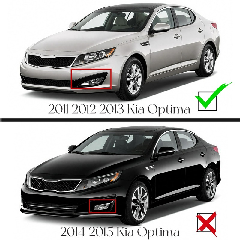 For 2011-2013 Kia Optima Front Bumper Fog Light Set Black