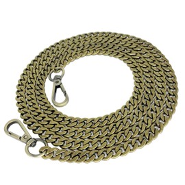 Model Worker DIY - Correa de cadena plana de hierro para bolso de mano, correas de cadena de hombro, correas de repuesto con hebillas de metal (63 pulgadas, bronce)