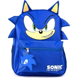 AI ACCESSORY INNOVATIONS Sonic Backpack for Boys & Girls, Bookbag with Adjustable Shoulder Straps & Padded Back,16 Inch Schoolbag with 3D Features, Blue