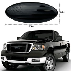 9 Inch Oval Black American Flag Front Grille Tailgate Emblem Adhesive Tape Sticker Badge Compatible with Ford Escape Excursion Expedition F150 F250 F350 Freestyle (9", Black)