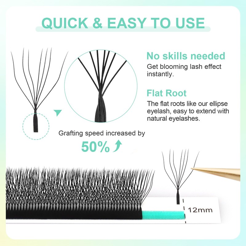 NAGARAKU 7D W Eyelash Extensions, Eyelash Extension, Self-Fanning Lash, Pre-Fanned