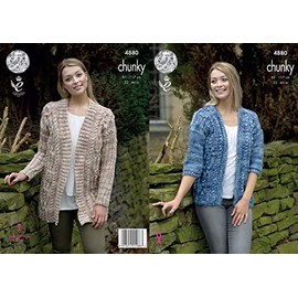 King Cole Ladies Chunky Knitting Pattern Womens Cabled Long or Short Length Cardigans (4880)