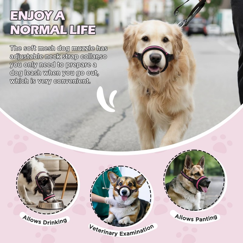 BONTHEE Dog Muzzle,Anti-Bite Adjustable Breathable Soft Muzzle for Small Medium