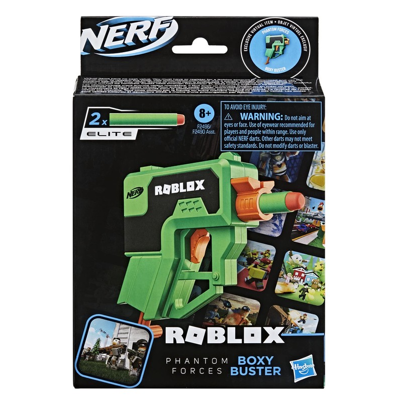 NERF Roblox Phantom Forces: Boxy Buster Dart Blaster, Pull-Down Priming