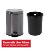 Rubbermaid Stainless Steel Round Step-On Trash Can, 1.6-Gallon, Charcoal, Wastebasket